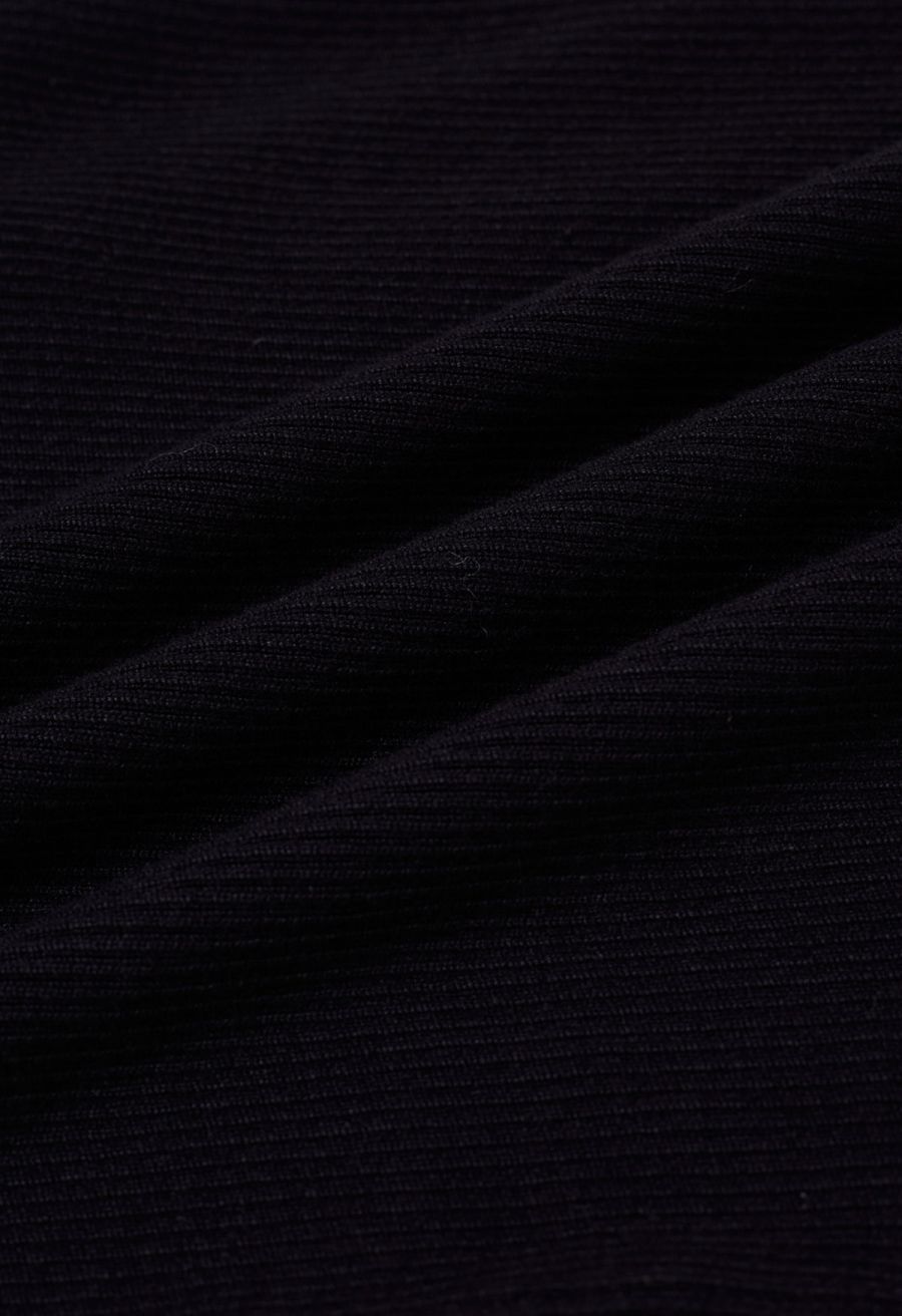 Square Neck Collared Color Block Knit Top in Black