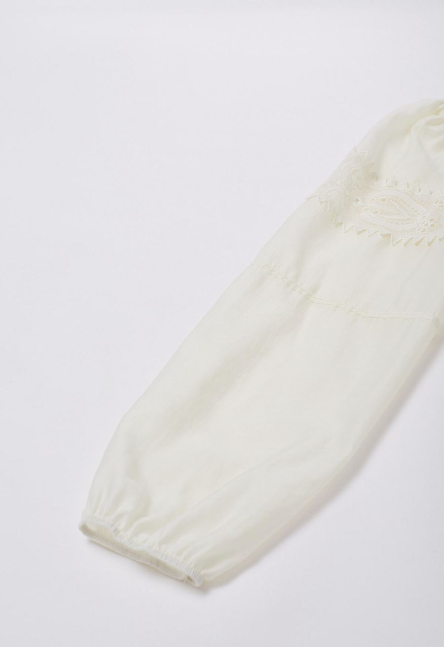 Floral Embroidery Panelled Dolly Top