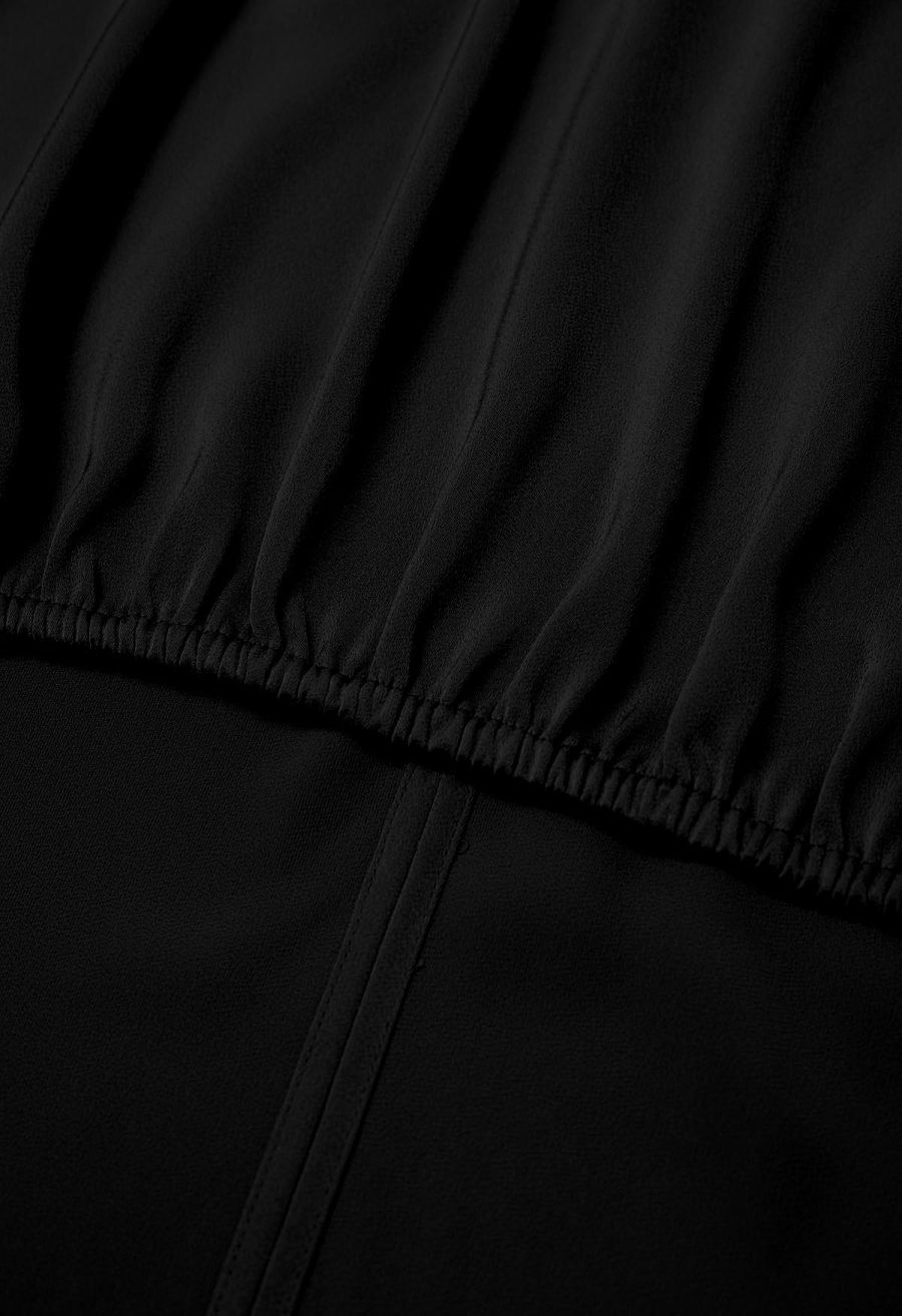 Crisscross Waist V-Neck Shirt in Black