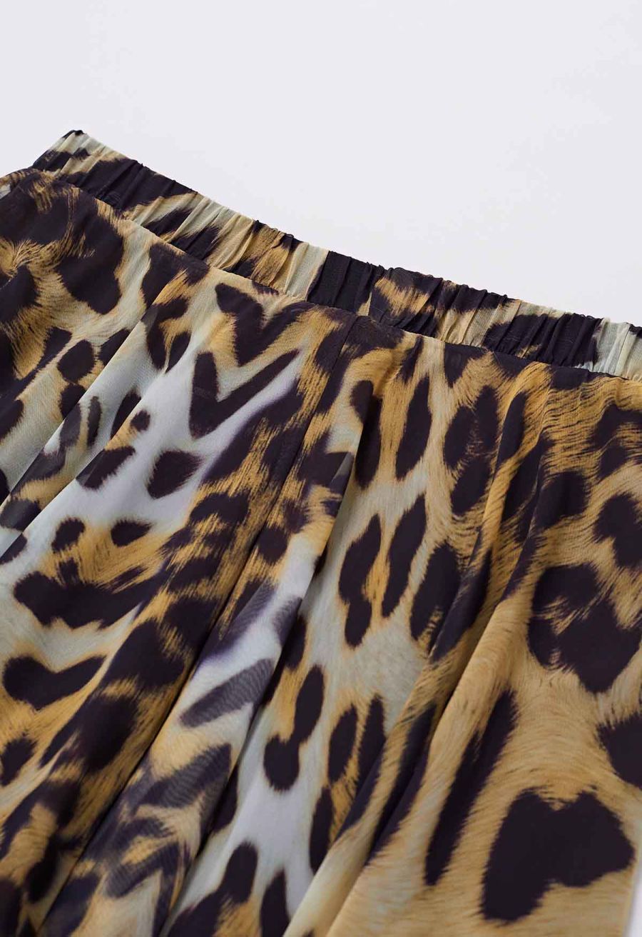 Alluring Animal Print Chiffon Maxi Skirt