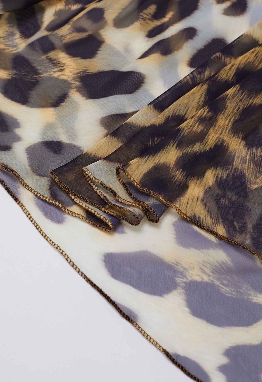 Alluring Animal Print Chiffon Maxi Skirt