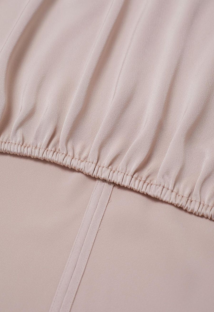 Crisscross Waist V-Neck Shirt in Dusty Pink