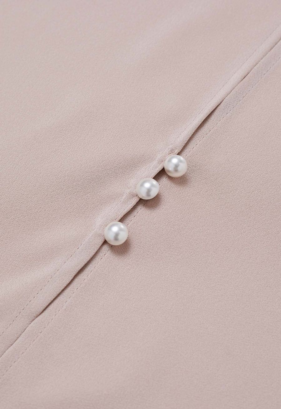Crisscross Waist V-Neck Shirt in Dusty Pink