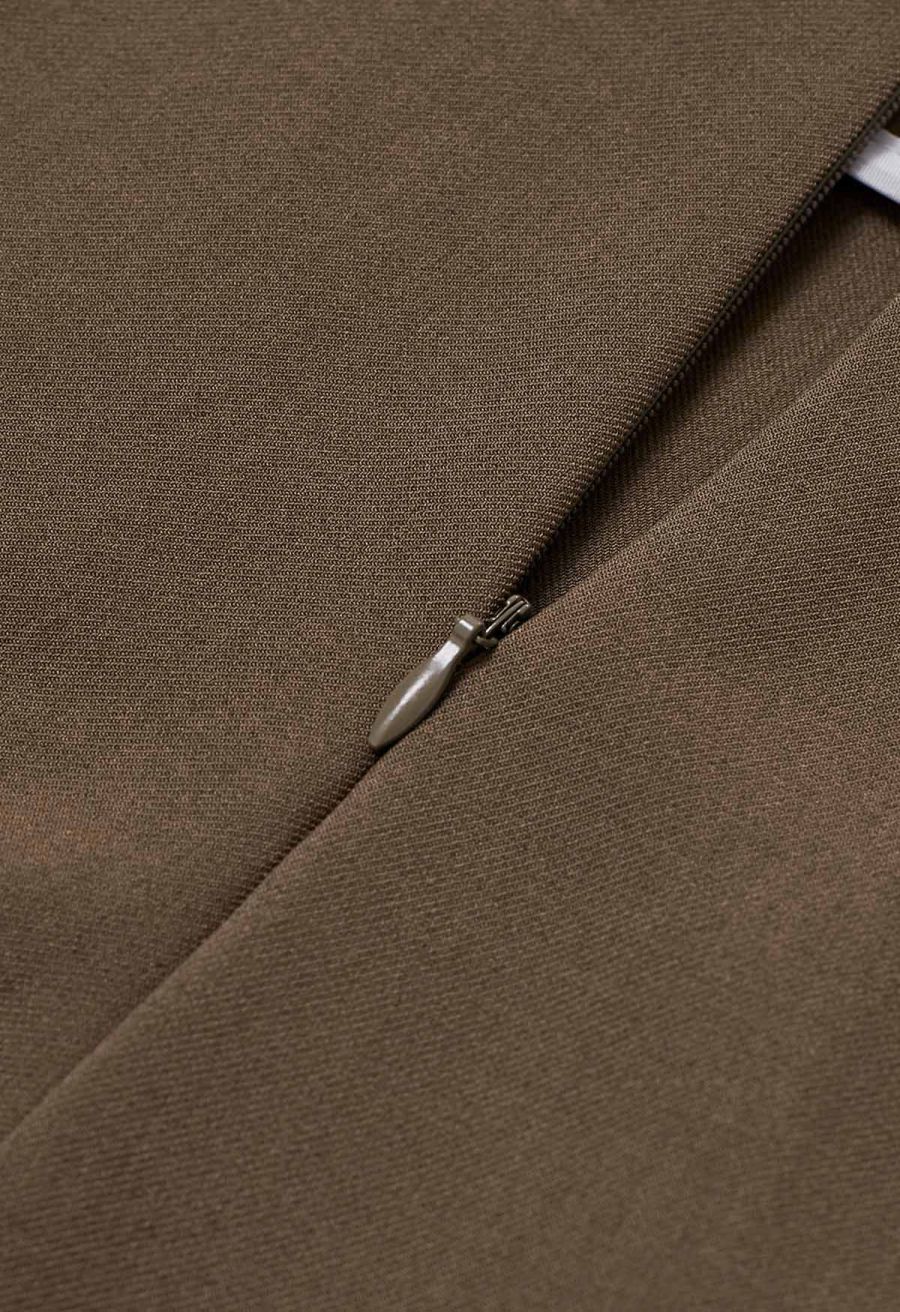 Cross Waist Pleated Straight-Leg Pants in Brown