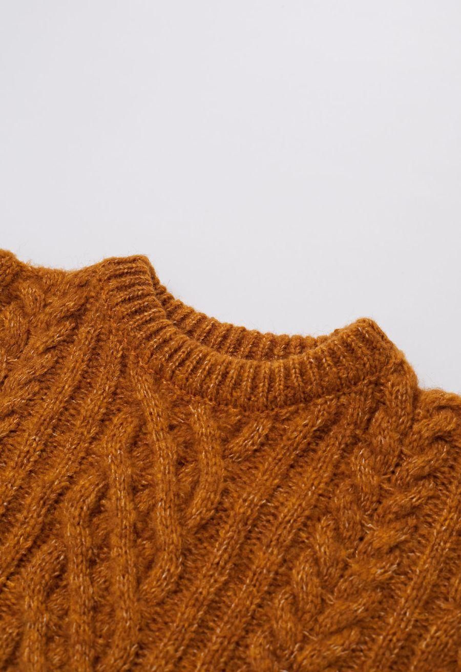Back To Cozy Cable Knit Sweater in Pumpkin
