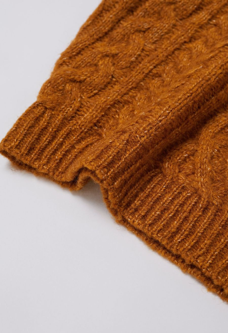 Back To Cozy Cable Knit Sweater in Pumpkin