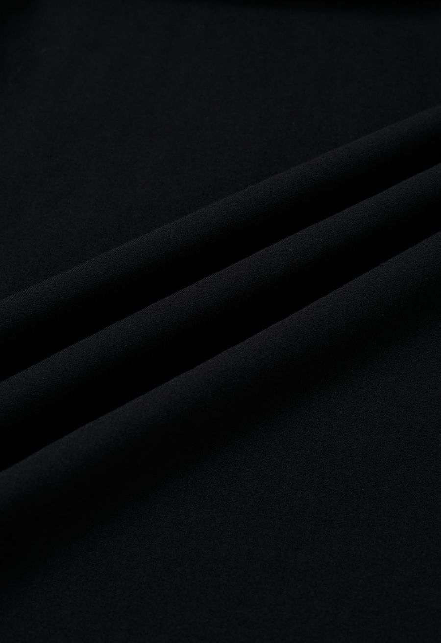 Button Decorated Pleated A-Line Skirt in Black