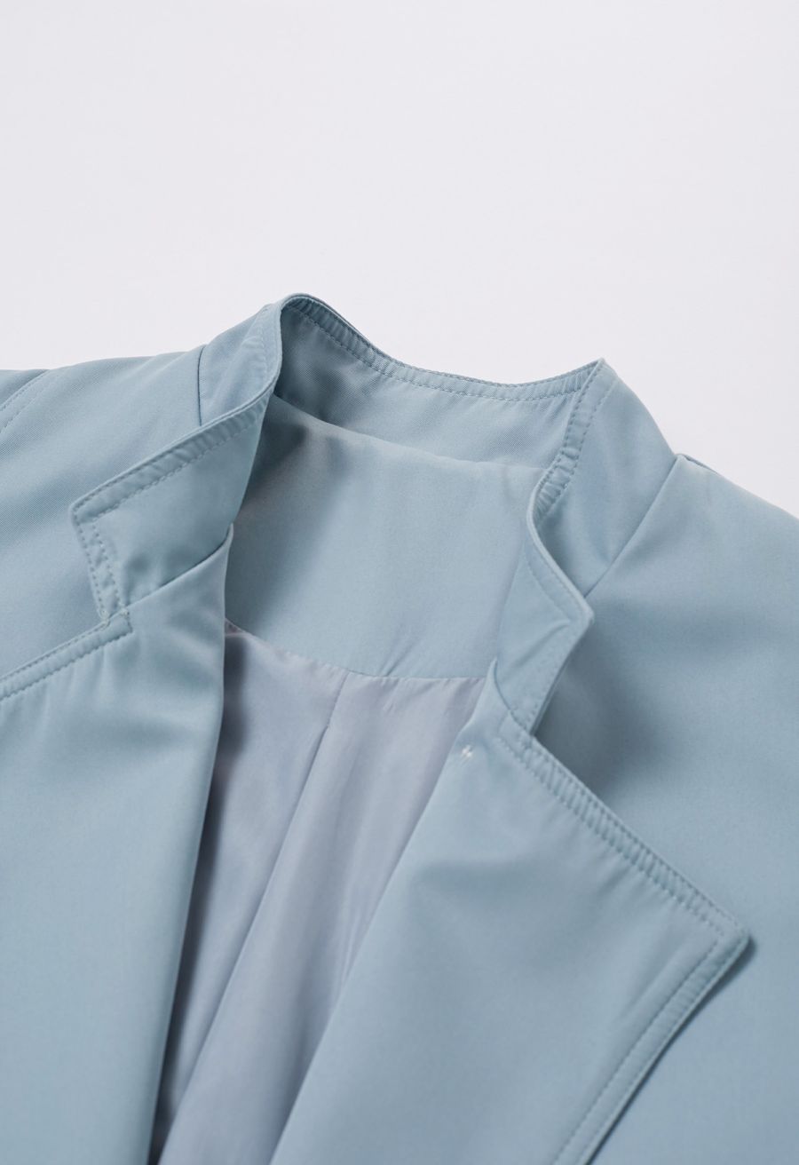 Ode to Autumn Belted Trench Coat in Blue