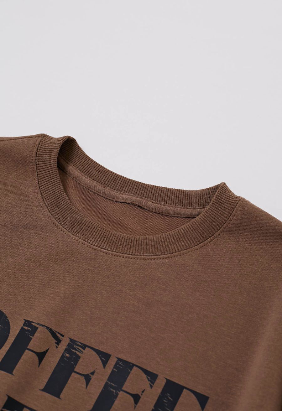 Coffee Queen Printed Sweatshirt in Brown
