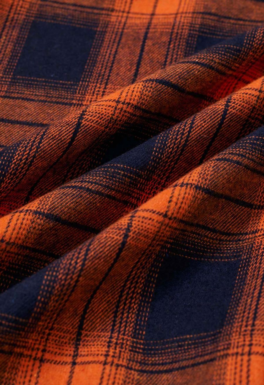 Pumpkin Check A-Line Midi Skirt