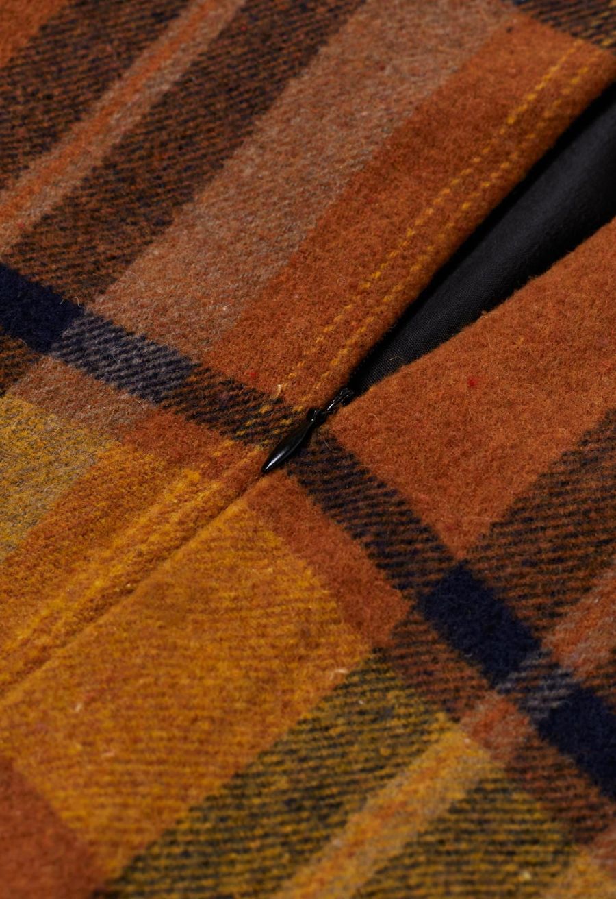 Perfect in Plaid A-Line Wool-Blend Midi Skirt in Pumpkin
