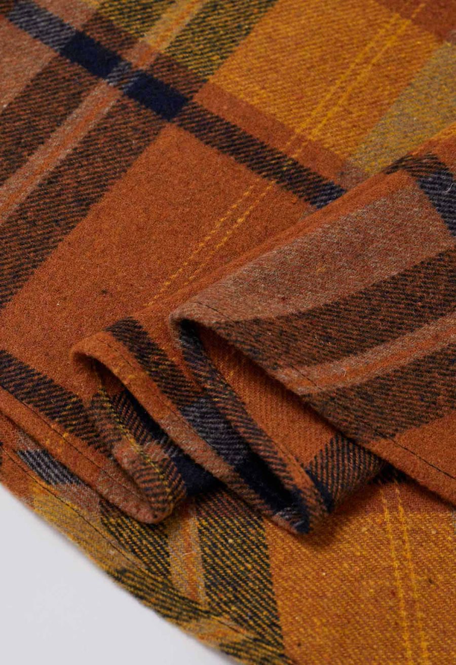 Perfect in Plaid A-Line Wool-Blend Midi Skirt in Pumpkin