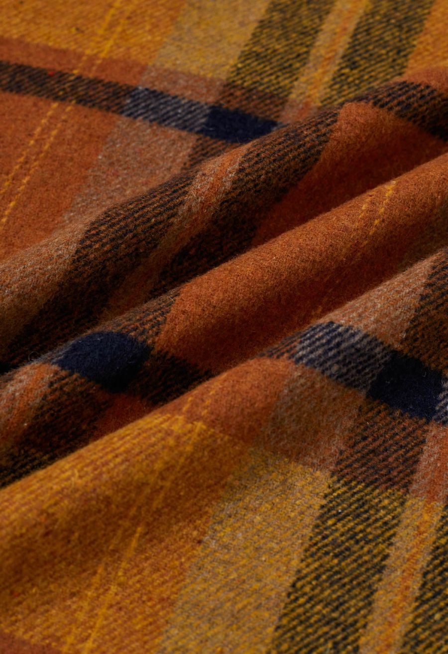 Perfect in Plaid A-Line Wool-Blend Midi Skirt in Pumpkin