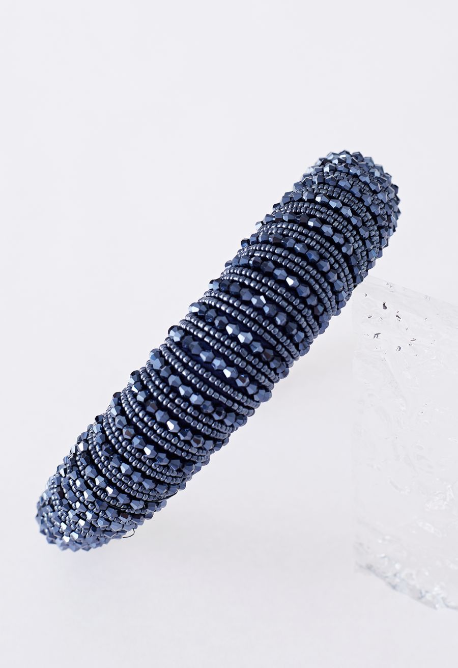 Full Rhinestone Crystal Headband in Navy