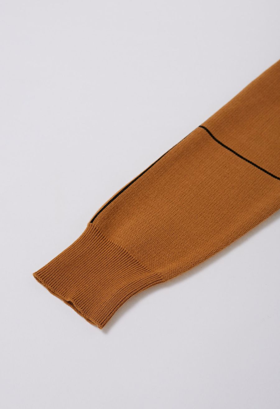 Grid Turtleneck Sweater in Pumpkin