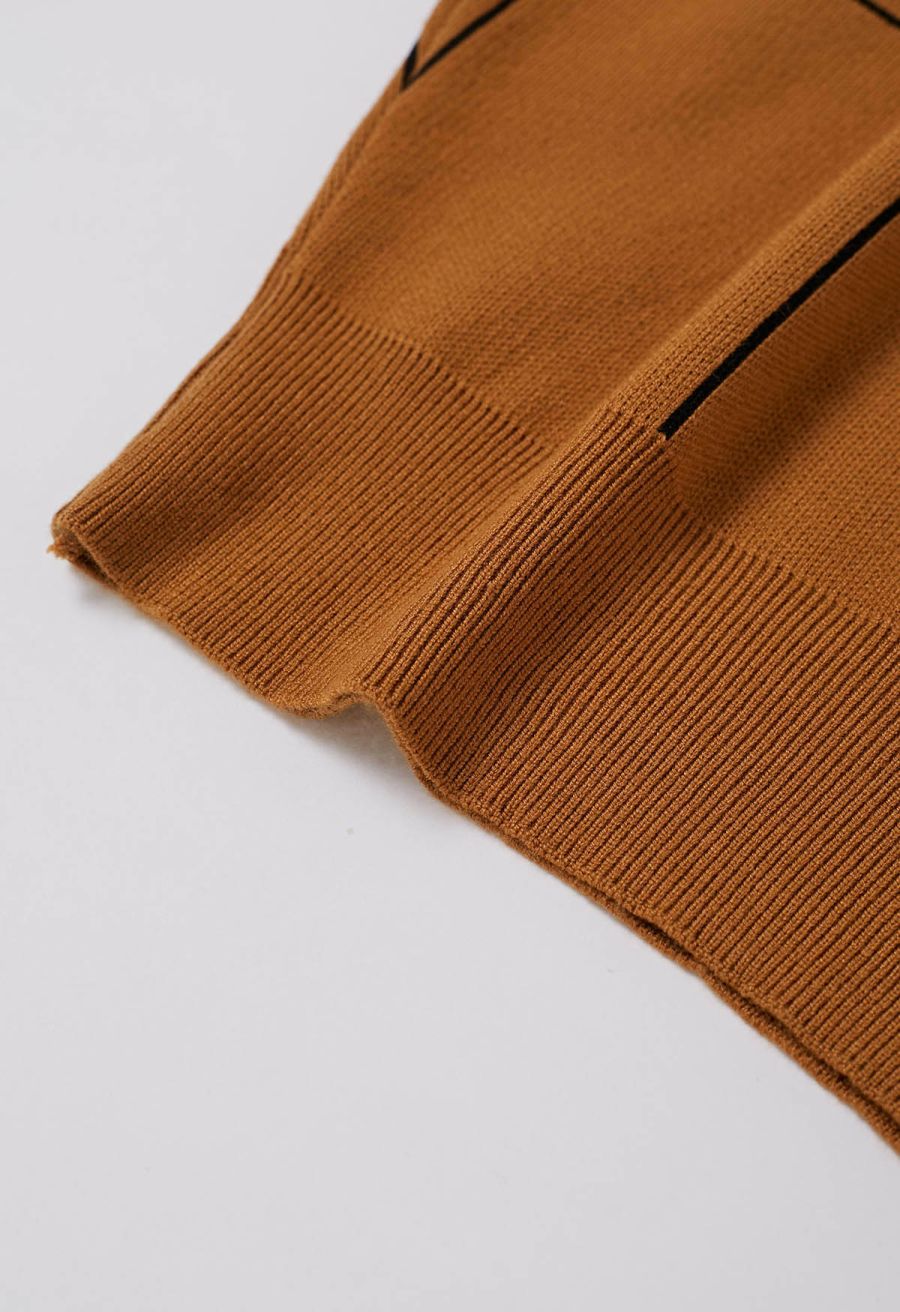 Grid Turtleneck Sweater in Pumpkin
