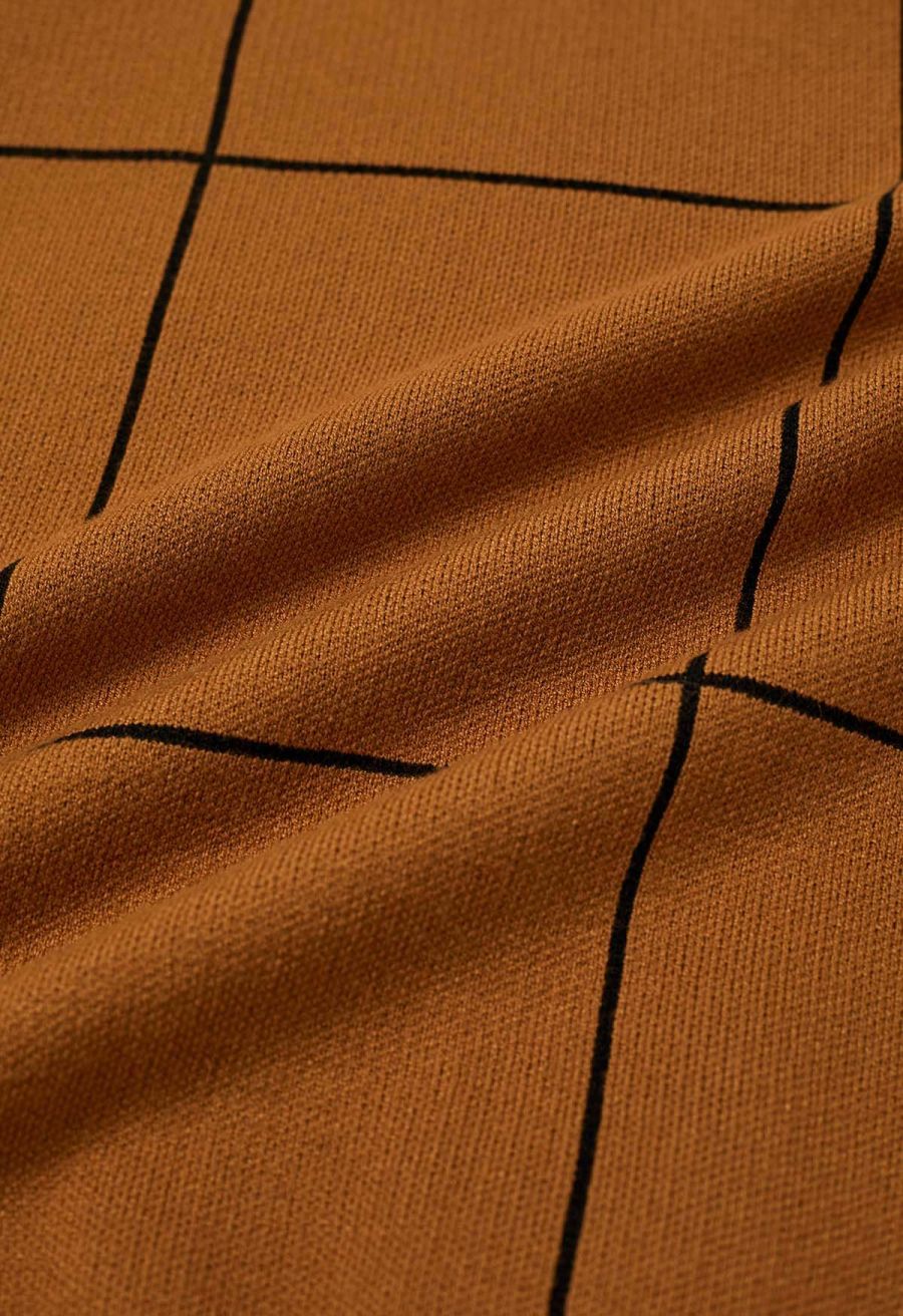 Grid Turtleneck Sweater in Pumpkin