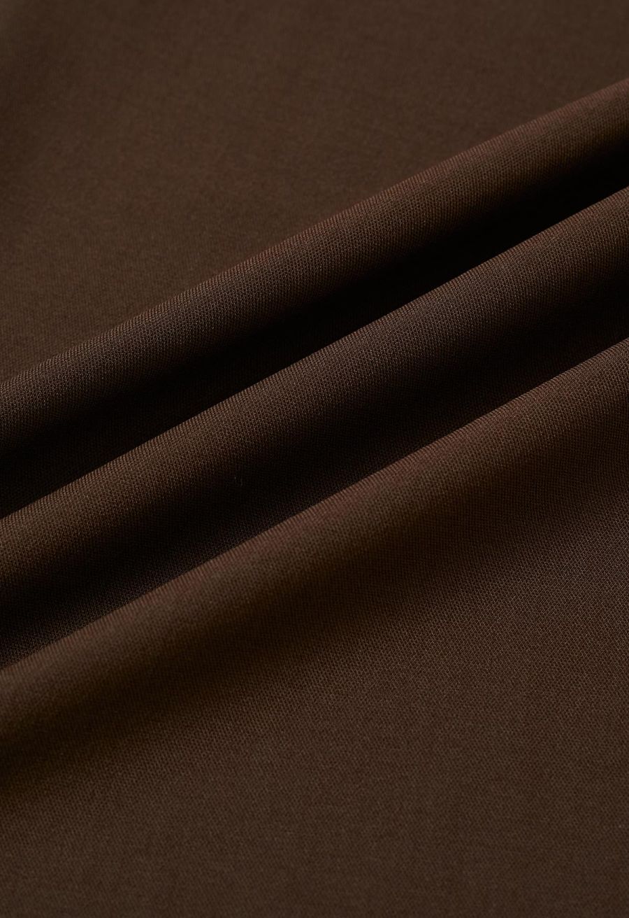 Ruched High Waist Pleated Wide-Leg Pants in Brown
