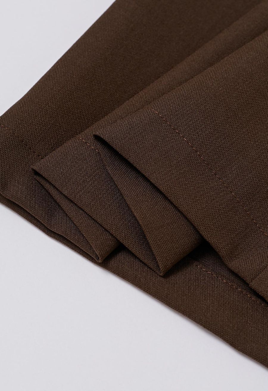 Ruched High Waist Pleated Wide-Leg Pants in Brown