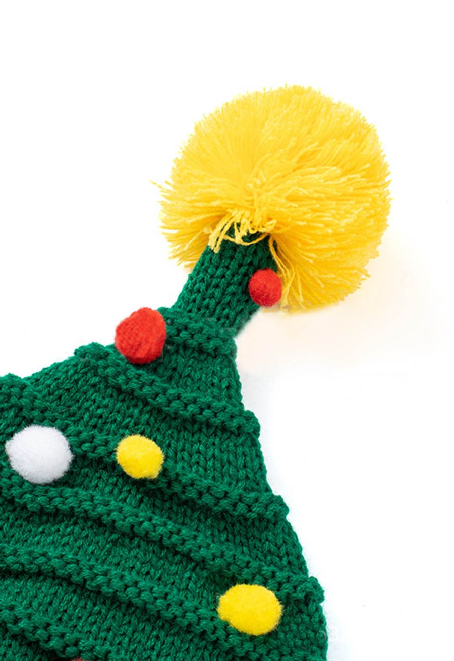 Christmas Tree Pom-Pom Beanie Hat