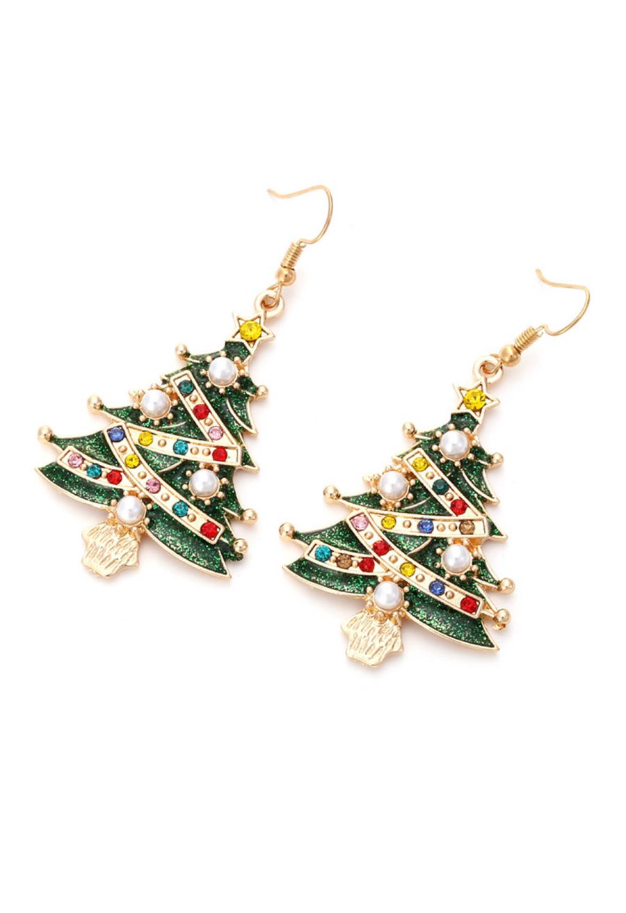 Glamorous Christmas Tree Oil Spill Earrings