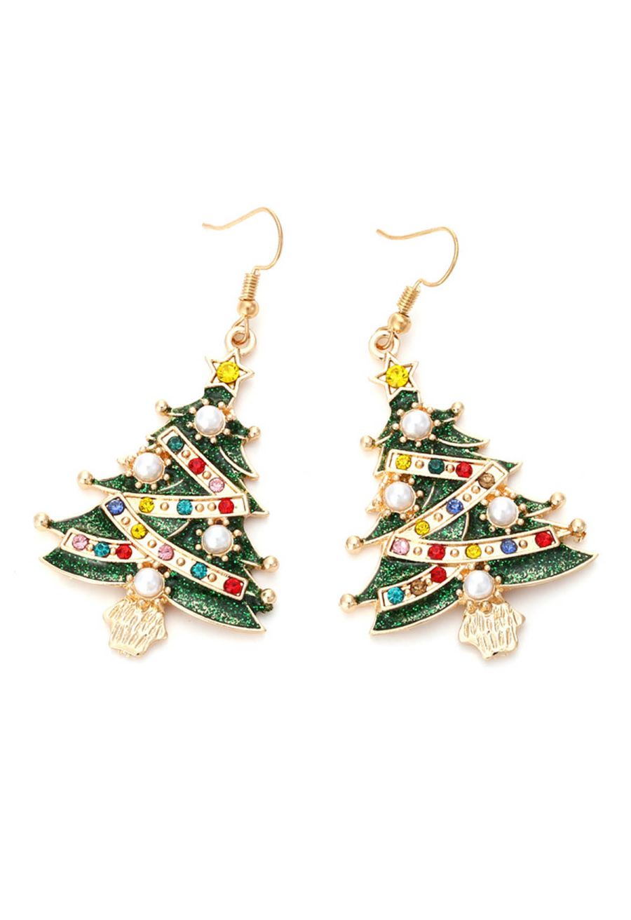 Glamorous Christmas Tree Oil Spill Earrings