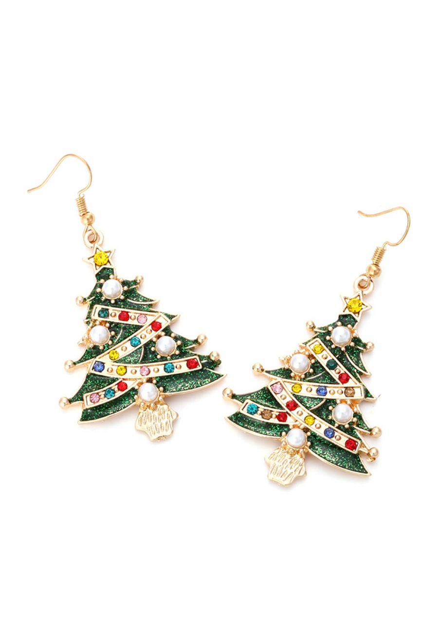 Glamorous Christmas Tree Oil Spill Earrings