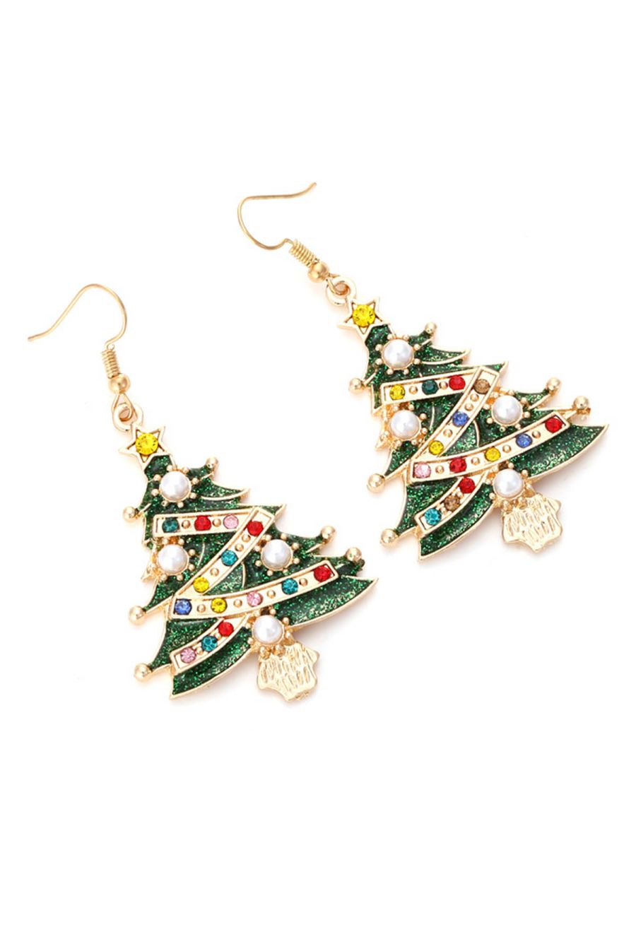 Glamorous Christmas Tree Oil Spill Earrings
