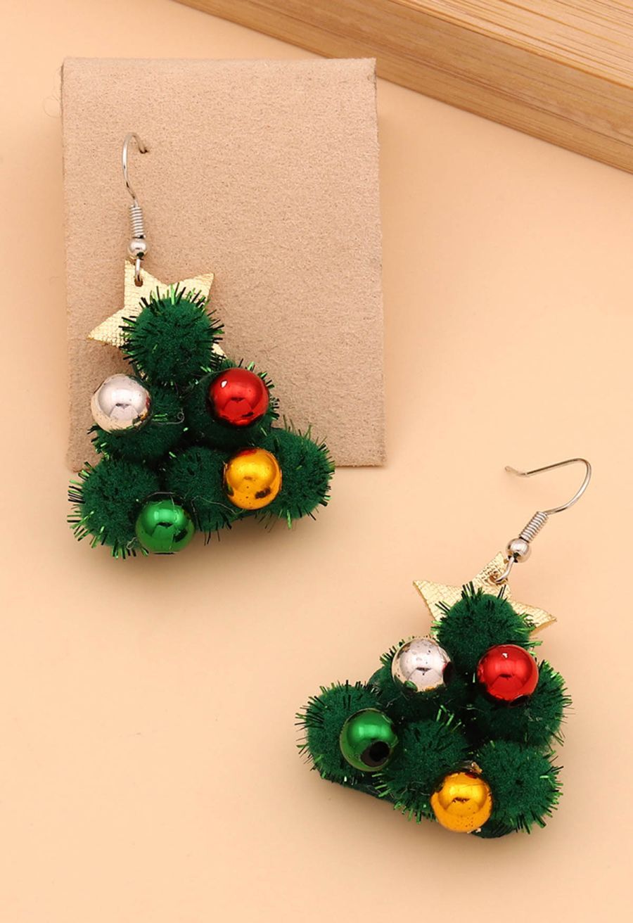 Pom-Pom Colored Beaded Earrings