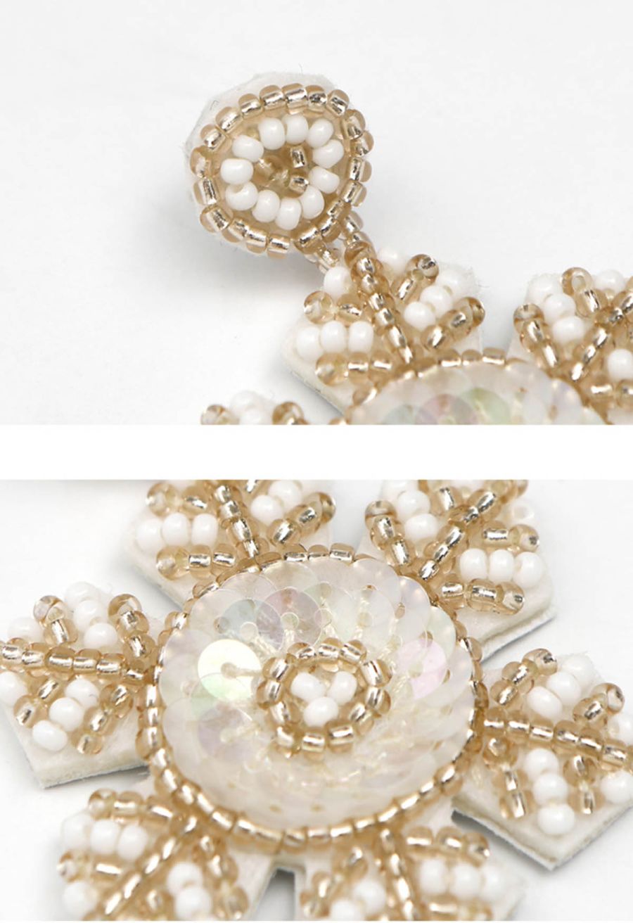 Pure Snowflake Beaded Earrings