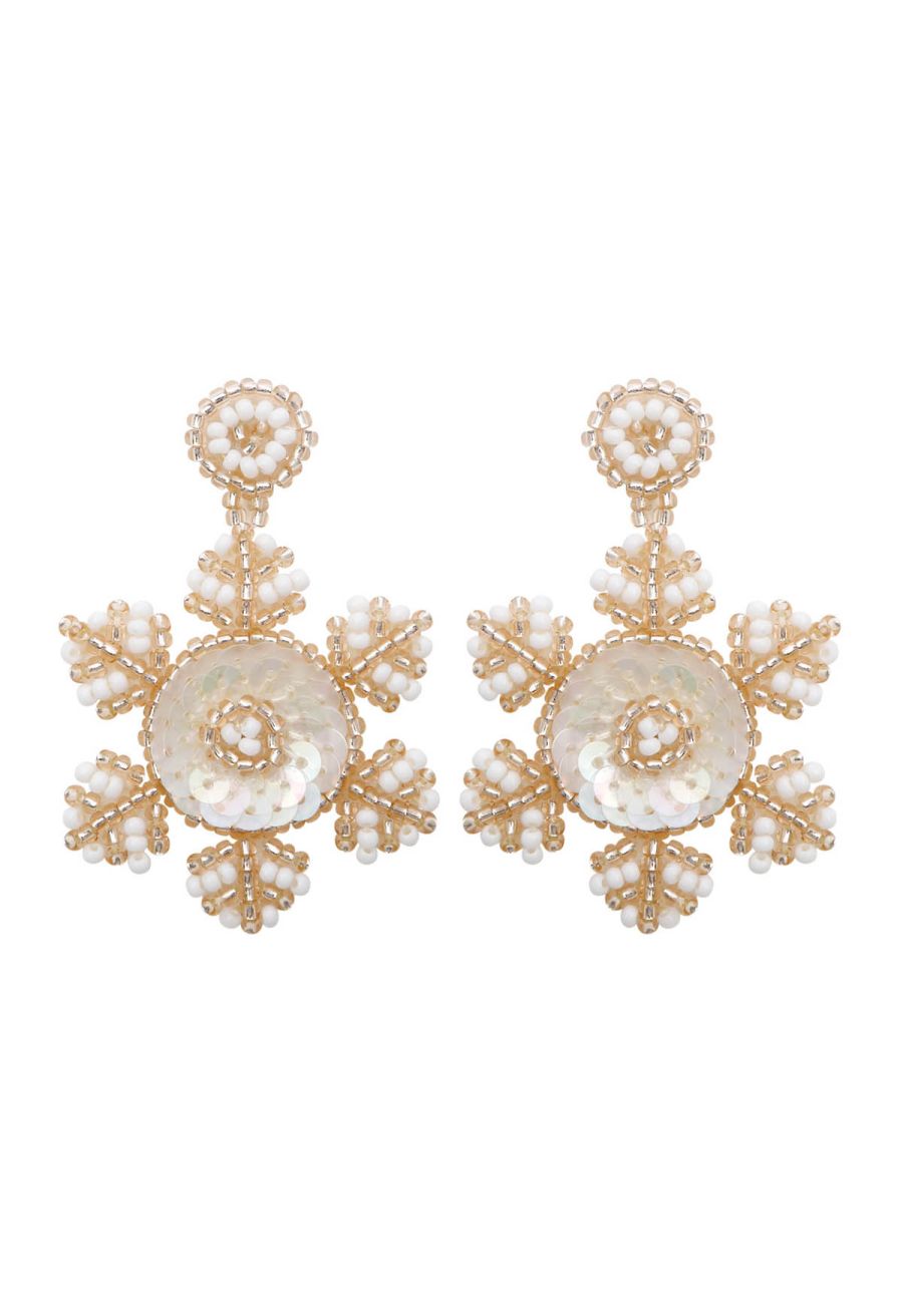 Pure Snowflake Beaded Earrings