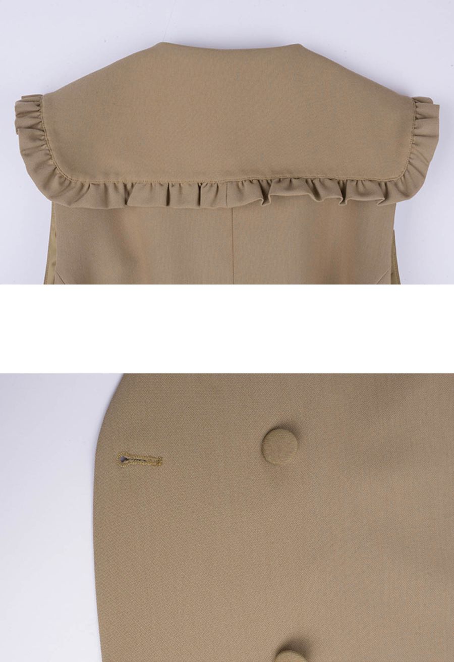 Ruffle Doll Collar Belted Vest in Camel