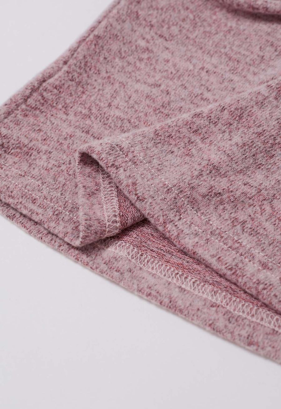 Ruched Front Long Sleeve Knit Top in Pink