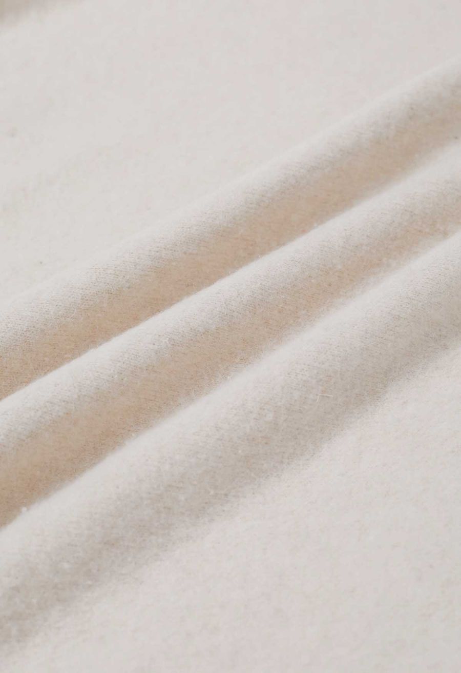 Faux Fur Collar Reversible Poncho in Ivory