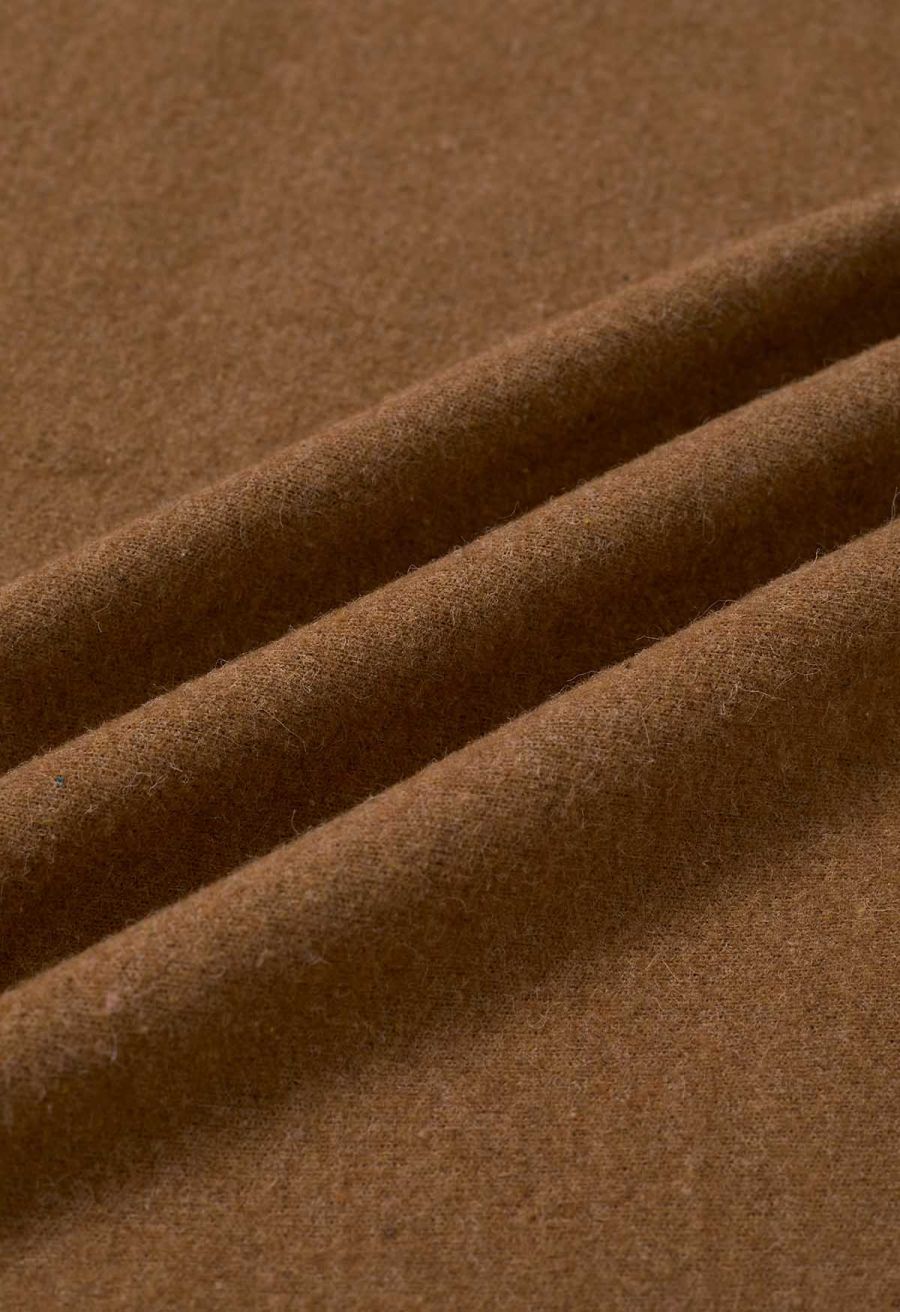 Faux Fur Collar Reversible Poncho in Camel