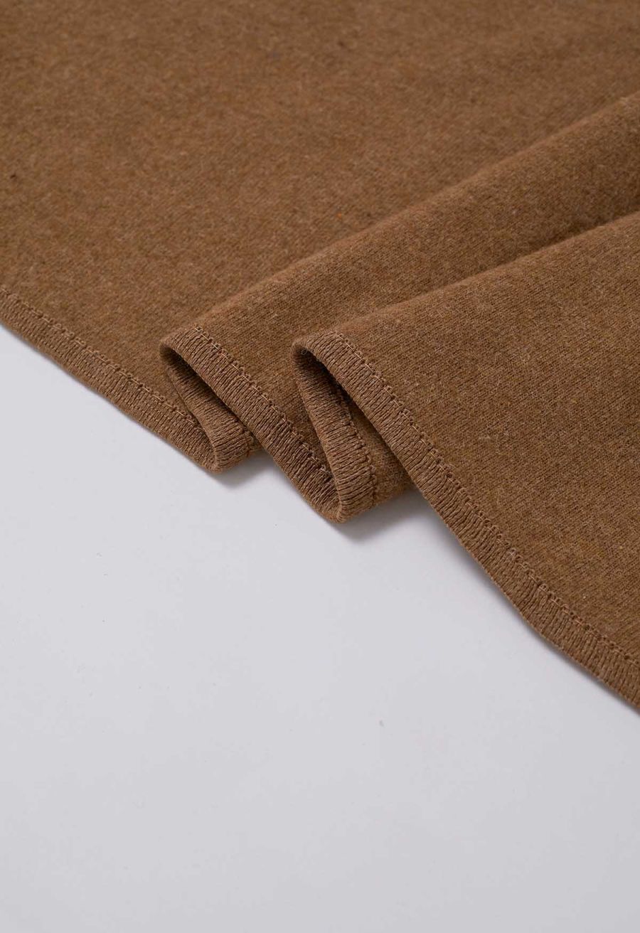 Faux Fur Collar Reversible Poncho in Camel