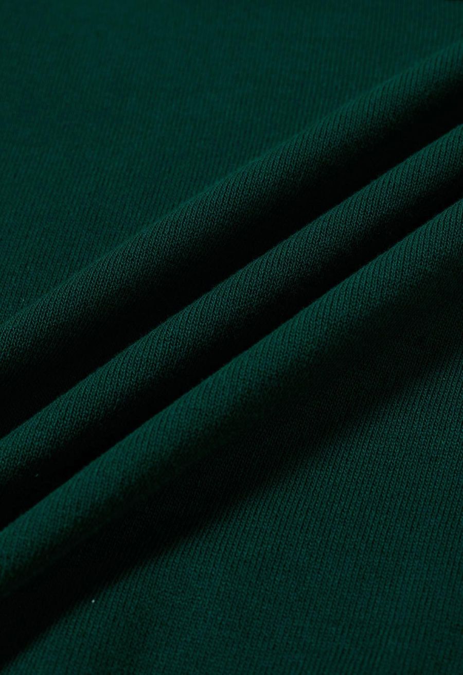 Flock Dots Mesh Spliced Knit Top in Emerald