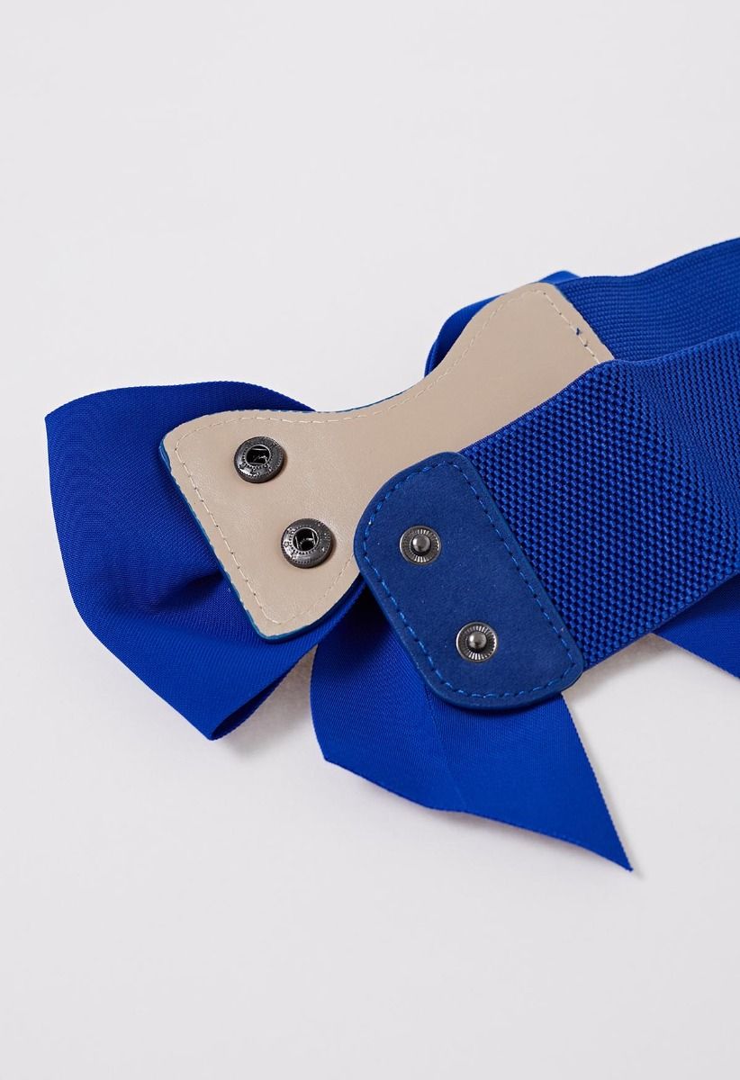 Stretchy Solid Color Bowknot Corset Belt in Blue