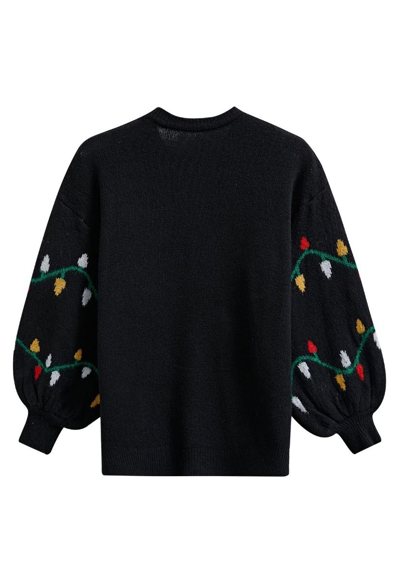 Christmas Colorful Light Pattern Knit Sweater