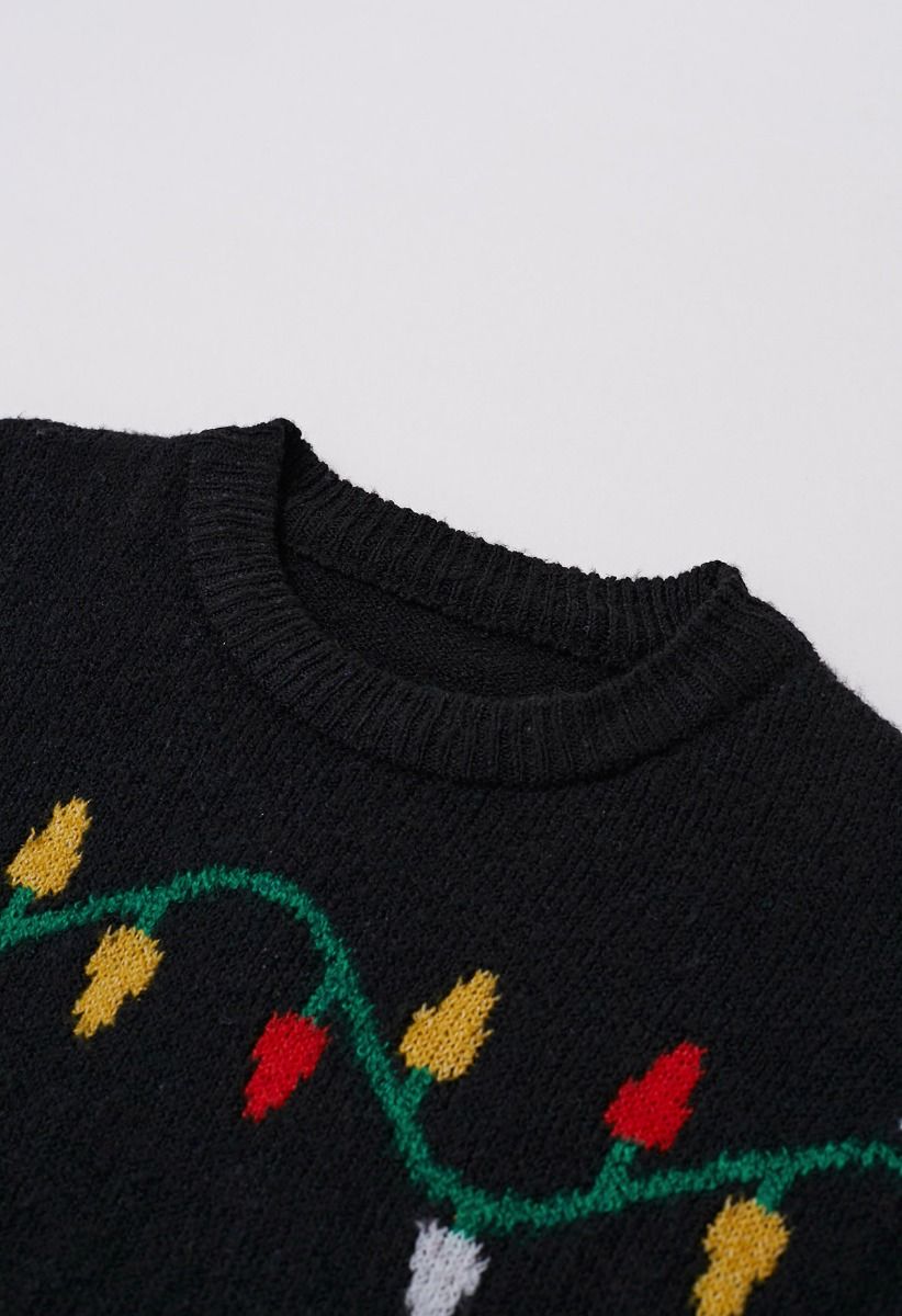 Christmas Colorful Light Pattern Knit Sweater