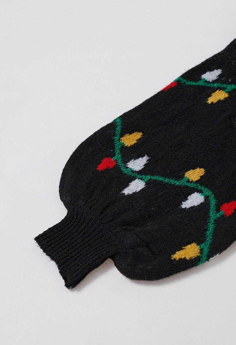 Christmas Colorful Light Pattern Knit Sweater