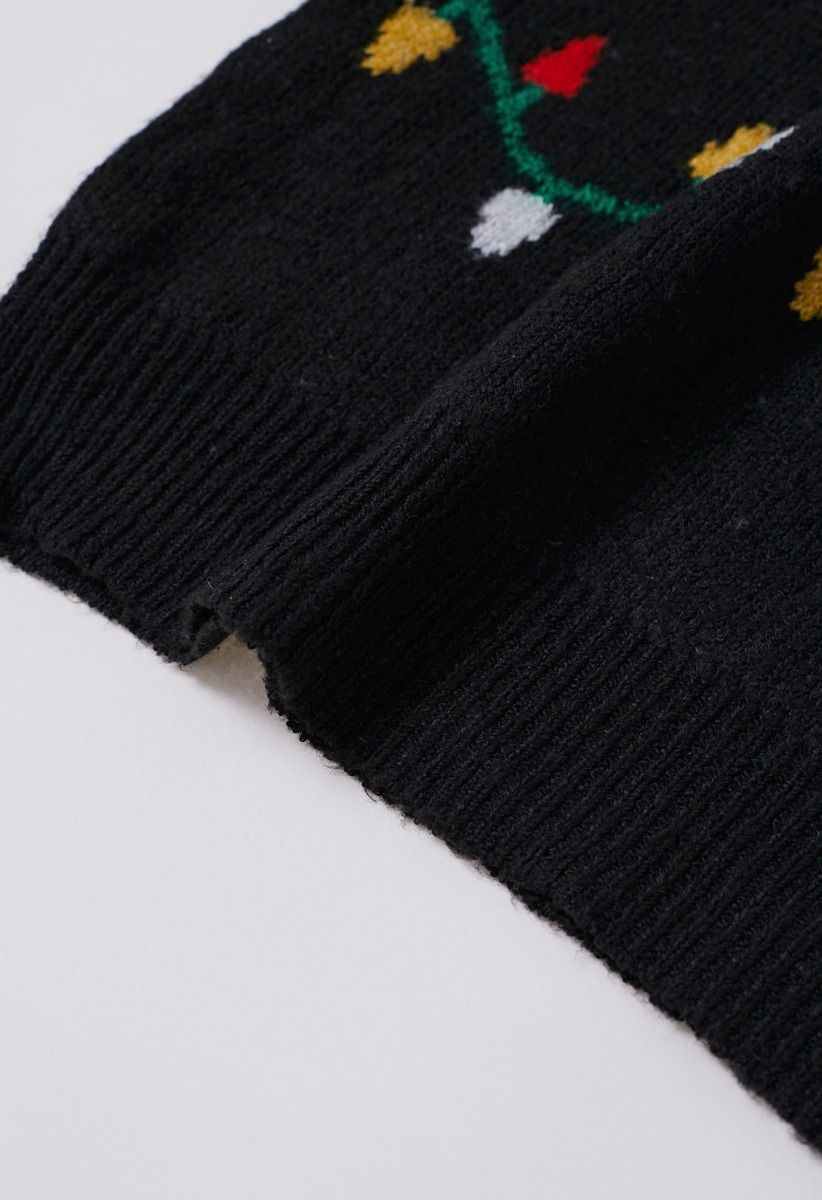 Christmas Colorful Light Pattern Knit Sweater