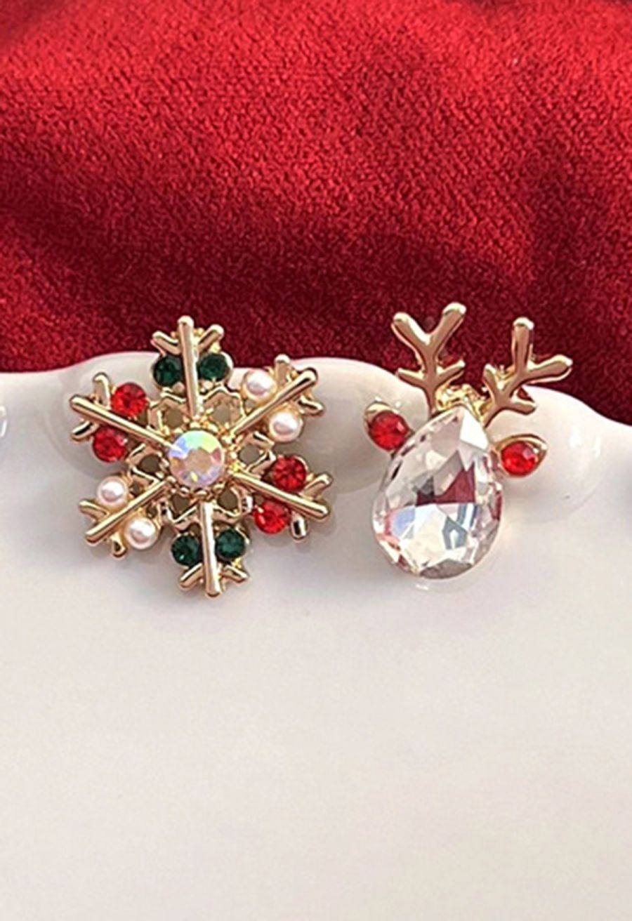 Snowflake Deer Shining Earrings