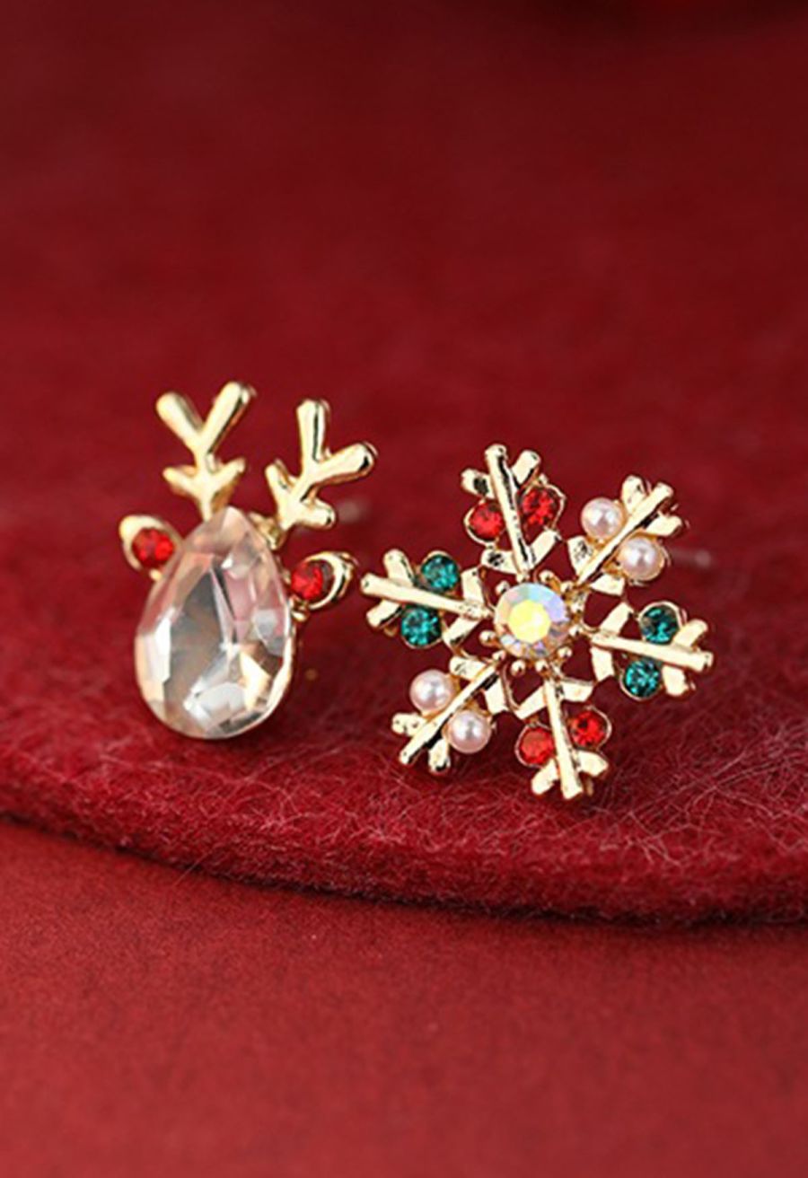 Snowflake Deer Shining Earrings