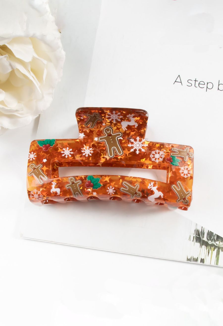 Hollow Out Rectangle Hair Claw in Orange