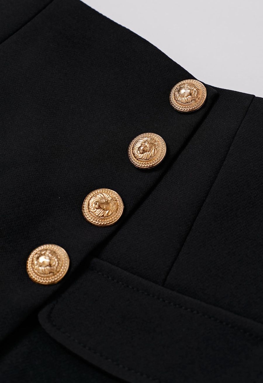 Ornate Golden Button Flap Skorts