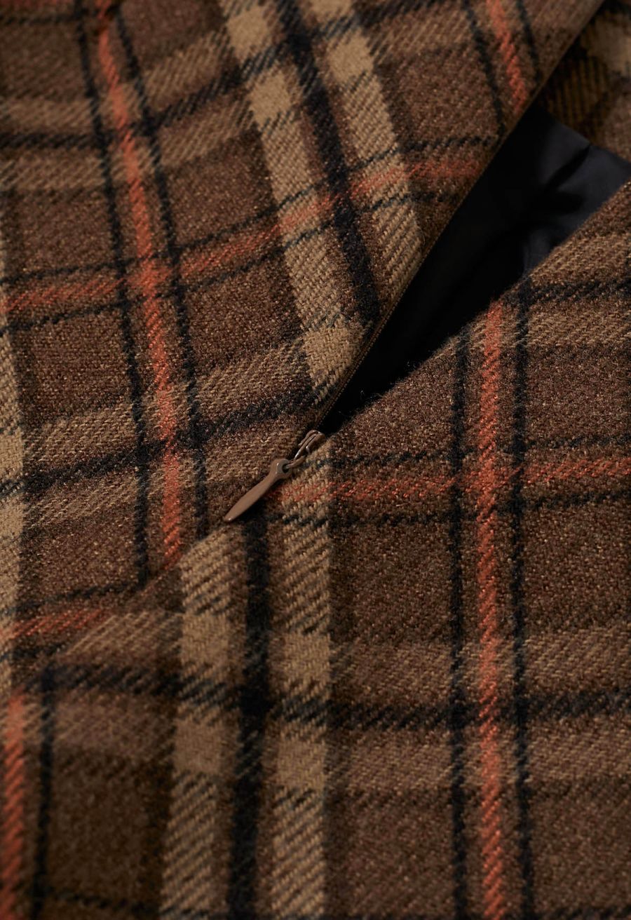 Modern Tartan Mini Bud Skirt in Brown