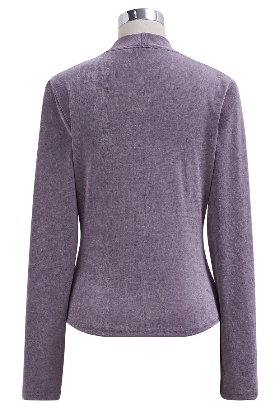 Ruched Waist Faux-Wrap Top in Lilac