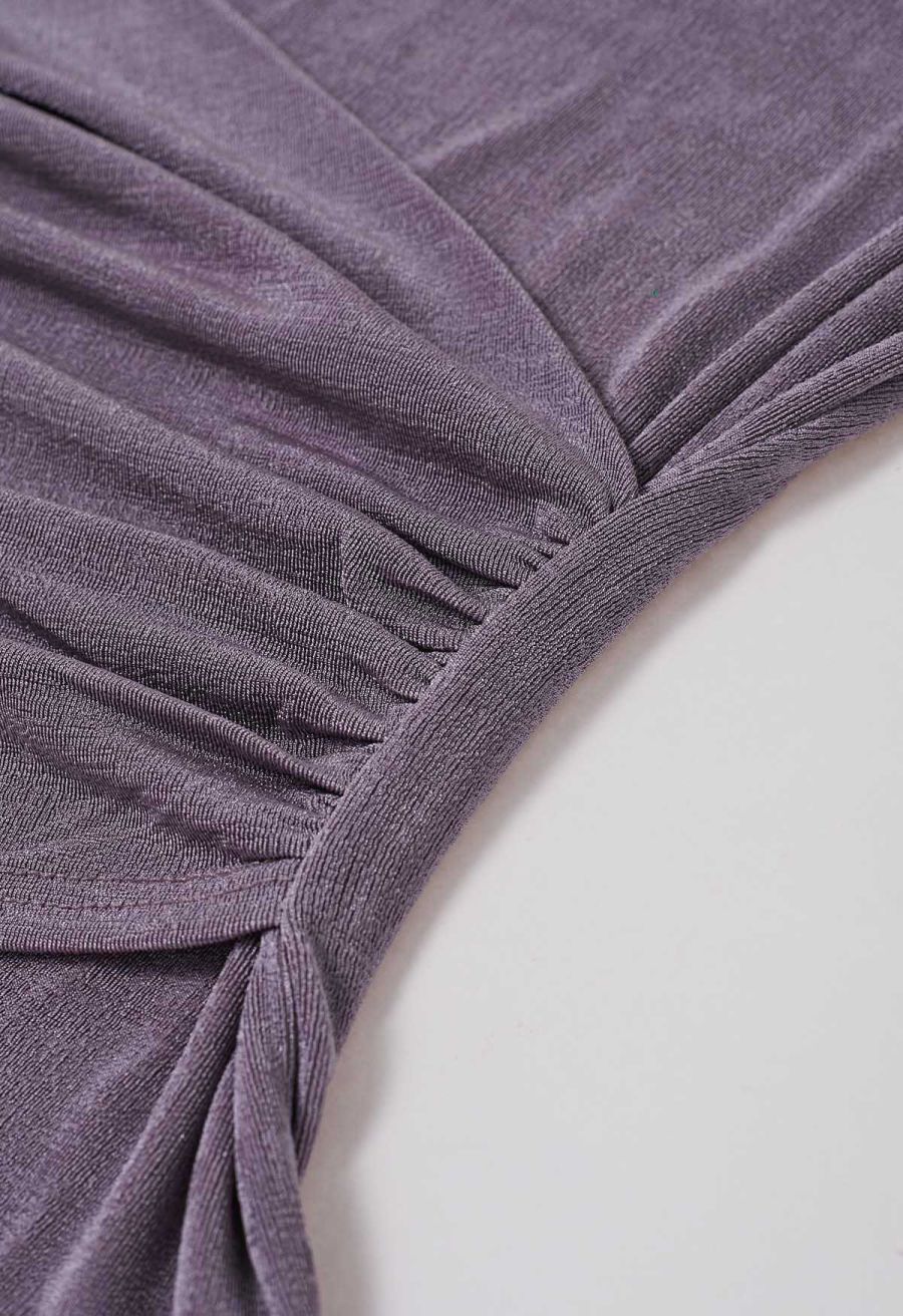 Ruched Waist Faux-Wrap Top in Lilac