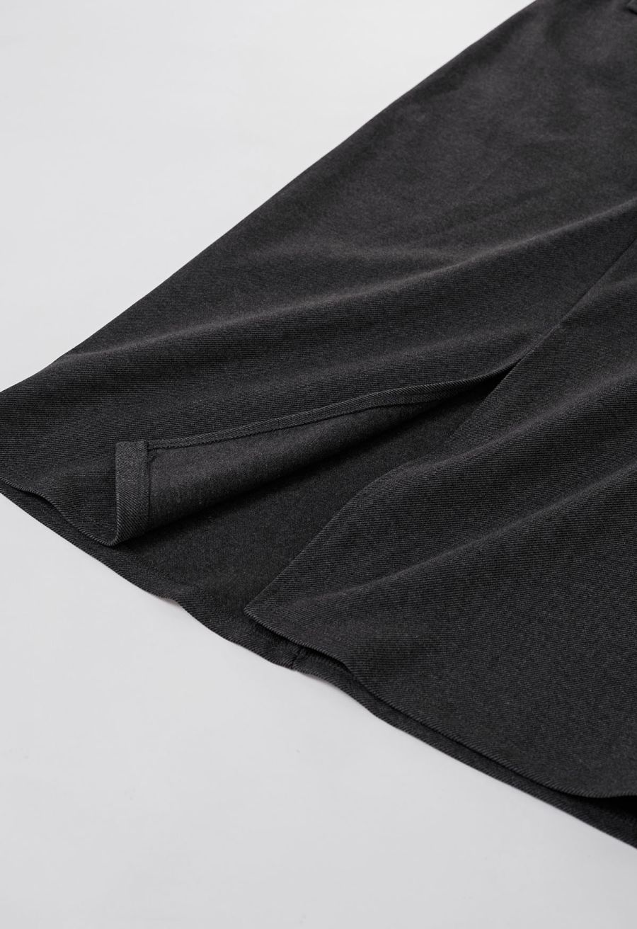 Slit Back Belted Maxi Skirt in Smoke